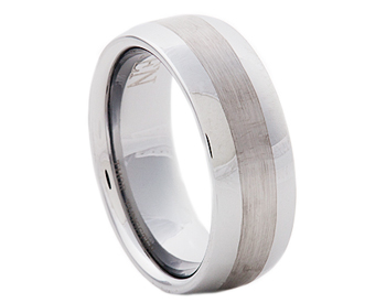 GENTLEMAN'S 8MM BRUSHED CENTER AND POLISHED EDGE TUNGSTEN BAND