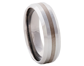 GENTLEMAN'S 7MM BEVELED EDGE AND SATIN LINE CENTER TUNGSTEN BAND