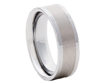 GENTLEMAN'S 8MM BRUSHED CENTER AND POLISHED EDGE TUNGSTEN BAND