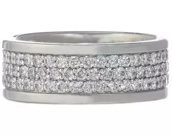 GENTELMAN'S 14K WHITE GOLD 8MM PAVE DIAMOND AND POLISHED EDGE BAND