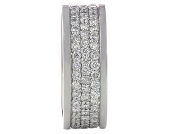 GENTELMAN'S 14K WHITE GOLD 8MM PAVE DIAMOND AND POLISHED EDGE BAND