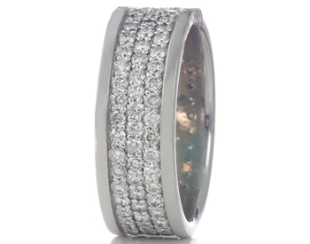 GENTELMAN'S 14K WHITE GOLD 8MM PAVE DIAMOND AND POLISHED EDGE BAND