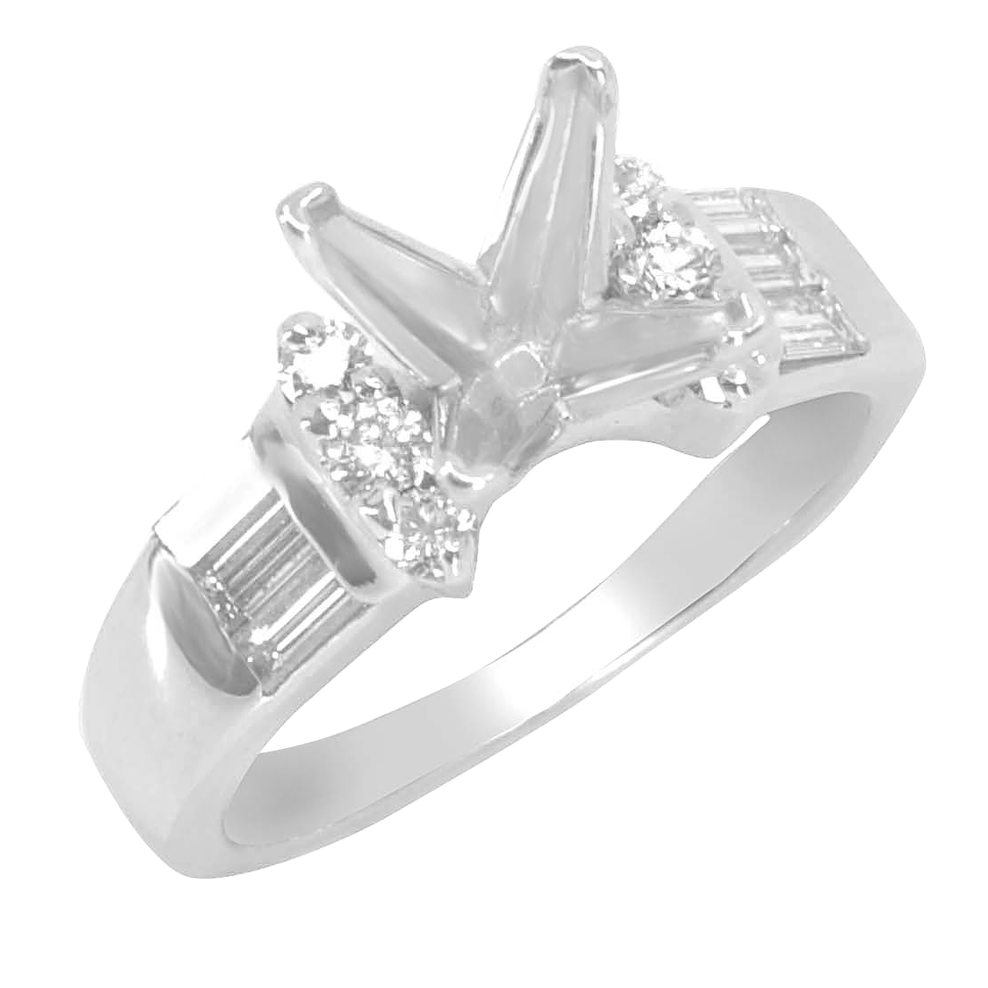 14K WHITE GOLD CATHEDRAL SEMI-MOUNTING CHANNEL SET RING