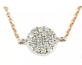 14K WHITE GOLD PAVE DIAMOND DISC PENDANT