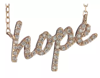 14K ROSE GOLD PAVE DIAMOND "HOPE" SCRIPT PENDANT