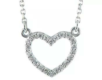 14K WHITE GOLD PAVE DIAMOND OPEN HEART PENDANT