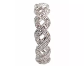 14K WHITE GOLD "X" DESIGN DIAMOND STACK BAND