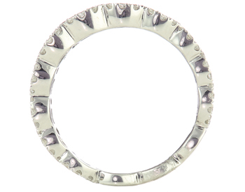 14K WHITE GOLD CLUSTERED CENTER AND SCALLOPED EDGE PAVE DIAMOND BAND