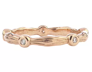 14K ROSE GOLD BARK DESIGN AND BEZEL SET DIAMOND ETERNITY STACK BAND 