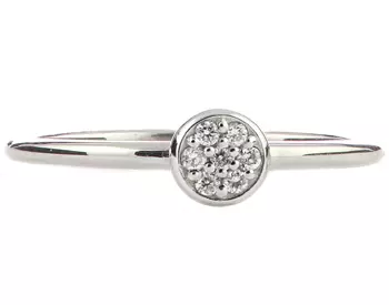 14K WHITE GOLD ROUND TOP PAVE DIAMOND STACK BAND