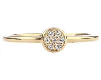 14K YELLOW GOLD ROUND TOP PAVE DIAMOND STACK BAND 
