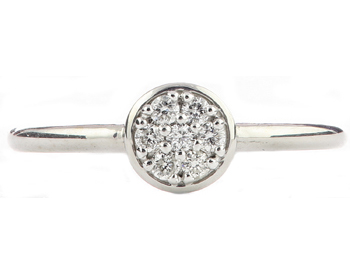 14K WHITE GOLD ROUND TOP PAVE DIAMOND STACK BAND 