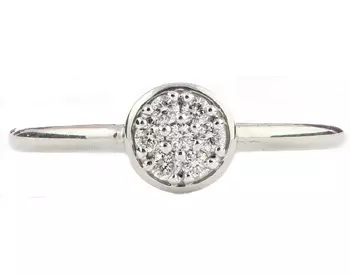 14K WHITE GOLD ROUND TOP PAVE DIAMOND STACK BAND 