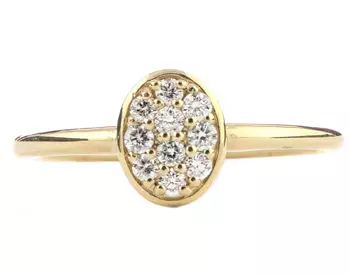 14K YELLOW GOLD OVAL TOP PAVE DIAMOND STACK BAND