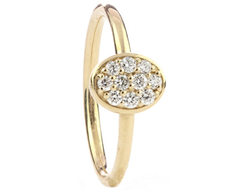 14K YELLOW GOLD OVAL TOP PAVE DIAMOND STACK BAND