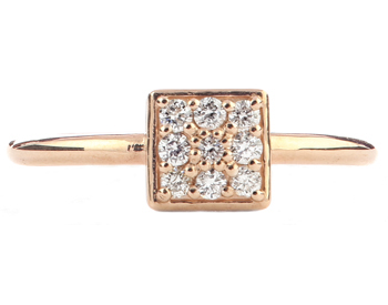 14K ROSE GOLD SQUARE TOP PAVE DIAMOND STACK BAND