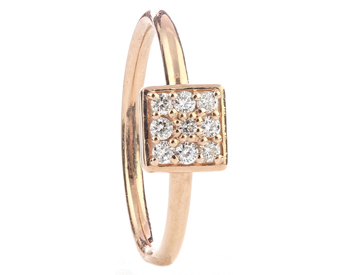 14K ROSE GOLD SQUARE TOP PAVE DIAMOND STACK BAND