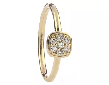 14K YELLOW GOLD CUSHION TOP PAVE DIAMOND STACK BAND 