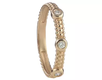 14K ROSE GOLD BEADED DESIGN AND BEZEL SET DIAMOND STACK BAND